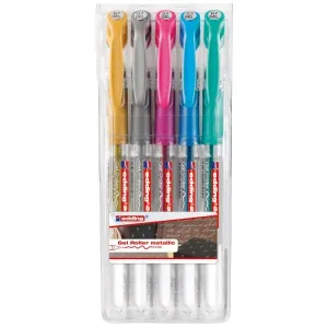■ edding 2185 - Set of 5 Gel Ink Pens - Gold, Silver, Pink, Blue and Green