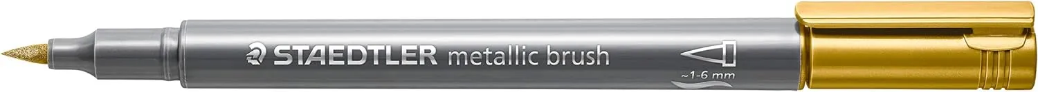 ■ Staedtler - Metallic Brush Pen - Wallet of 7 with Free Pigment Liner