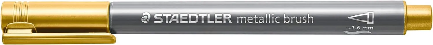 ■ Staedtler - Metallic Brush Pen - Wallet of 7 with Free Pigment Liner