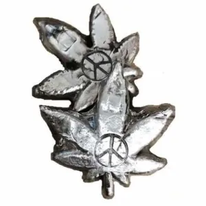 1 Troy Oz. "Peace Hemp Leaf"  .999 Fine Silver