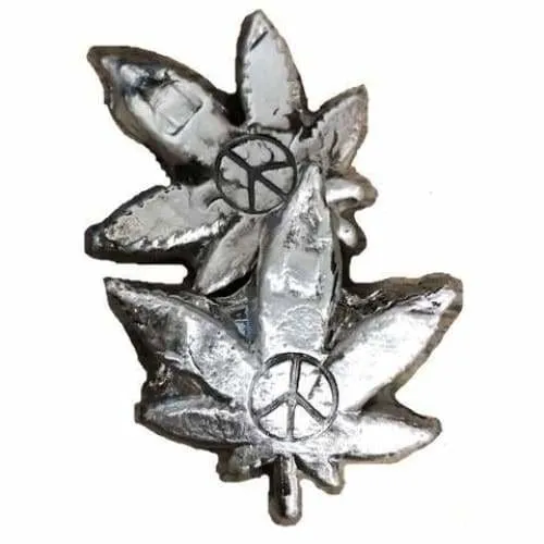 1 Troy Oz. "Peace Hemp Leaf"  .999 Fine Silver