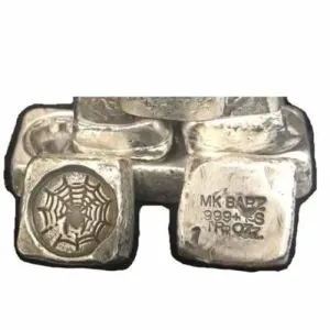 1 Troy Oz. "The Spiders Web" Stamped Cube .999 Fine Silver