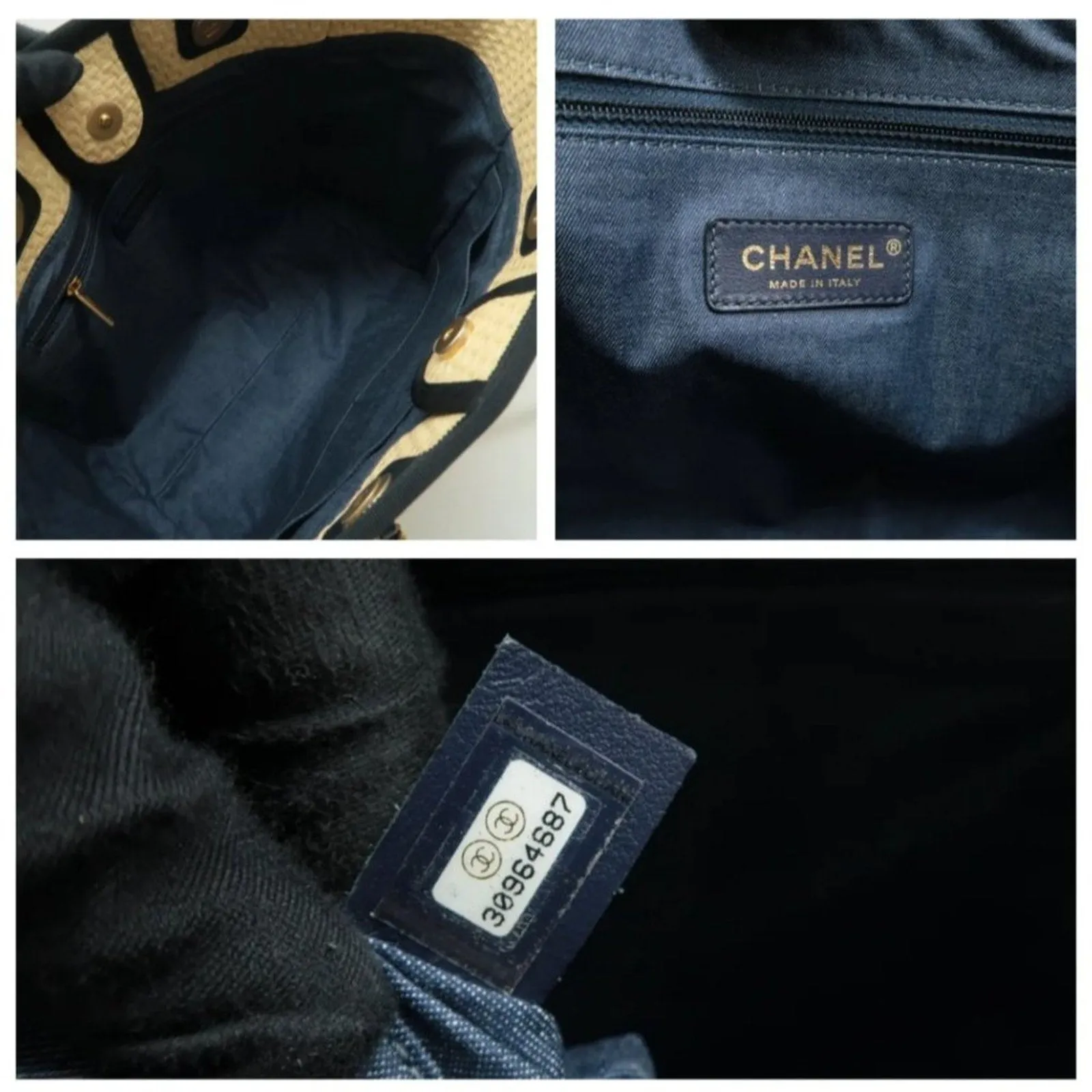 100% Authentic CHANEL DeauVille Beige Straw Tote Bag