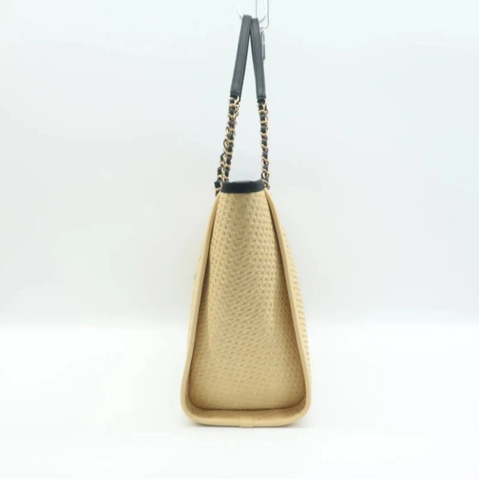 100% Authentic CHANEL DeauVille Beige Straw Tote Bag