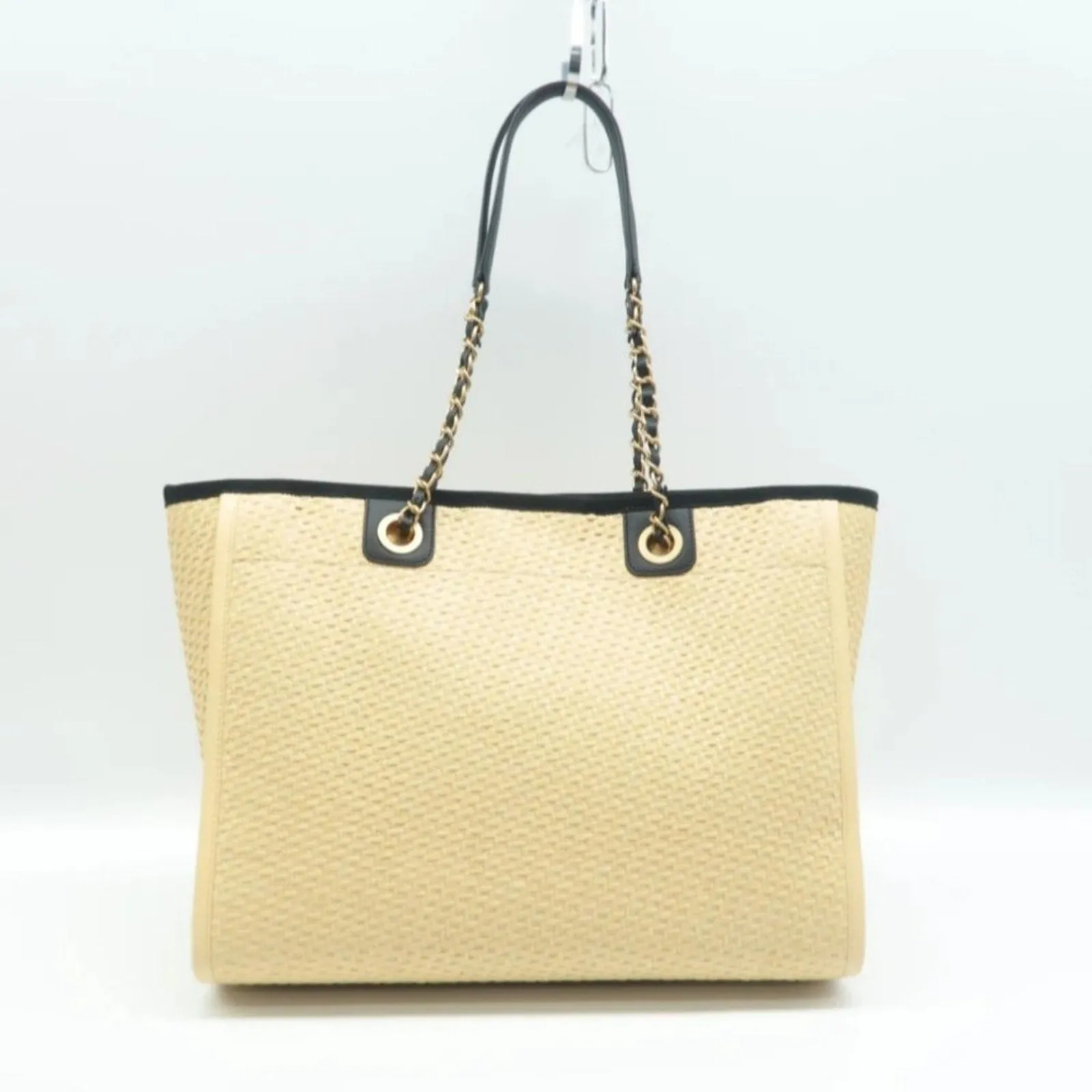 100% Authentic CHANEL DeauVille Beige Straw Tote Bag