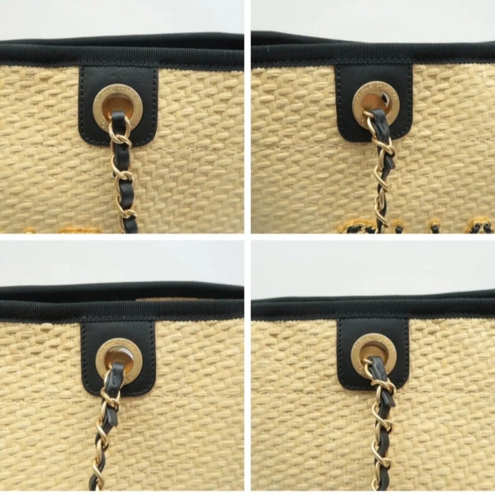 100% Authentic CHANEL DeauVille Beige Straw Tote Bag