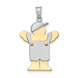 14 Two-tone Polished Large Boy With Hat Love Charm