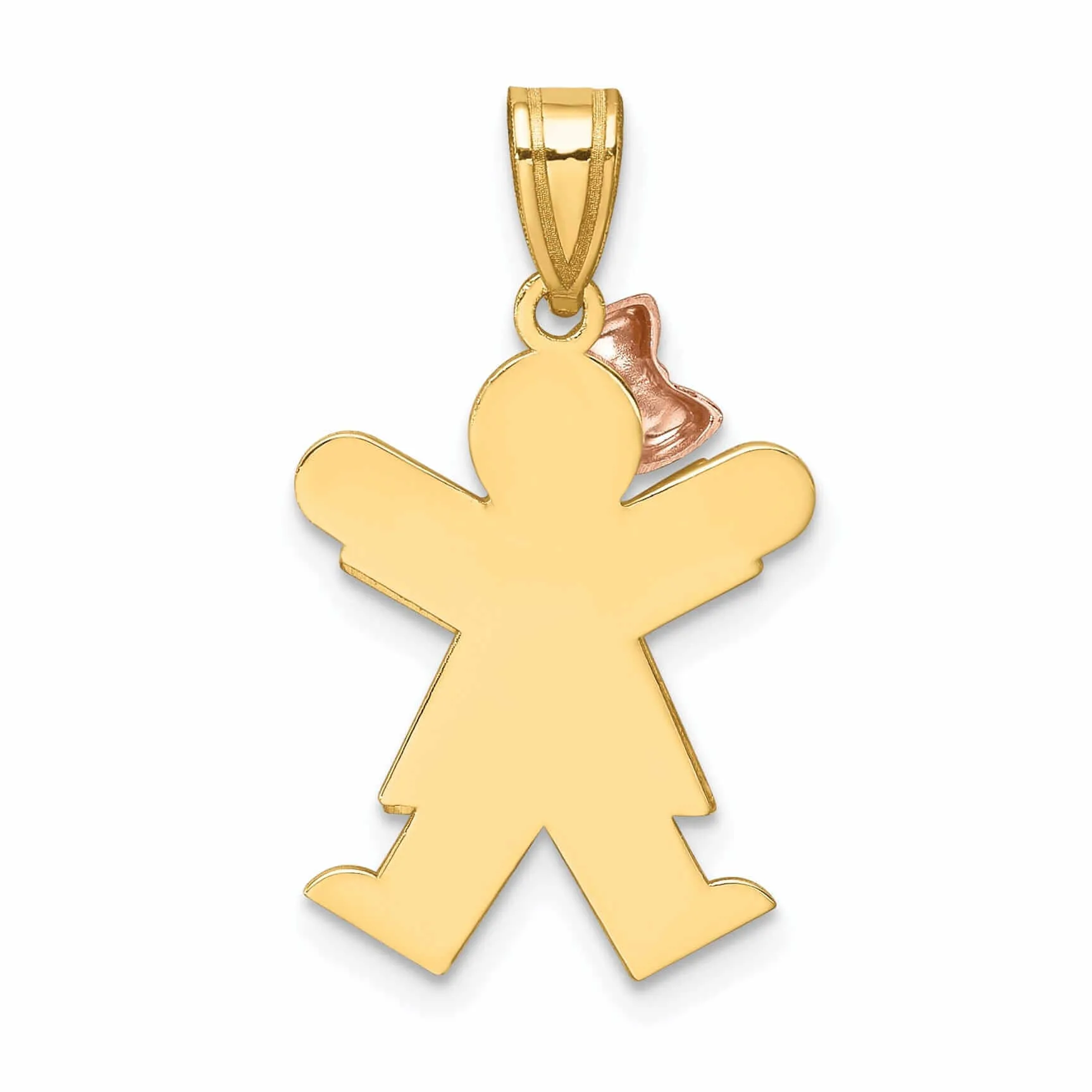 14 Two-tone Small Polished Joy Girl With Bow Charm