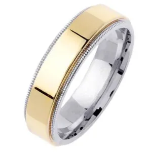 14K or 18K Two-Tone Gold Milligrain Edge Ring