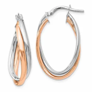 14k Rose White Gold Polished Fancy Hoop Earrings