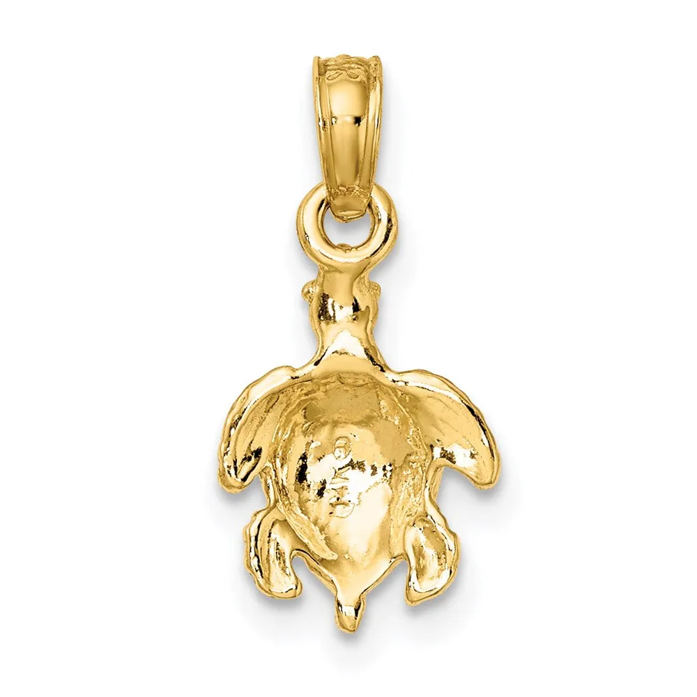 14K Textured Sea Turtle Charm