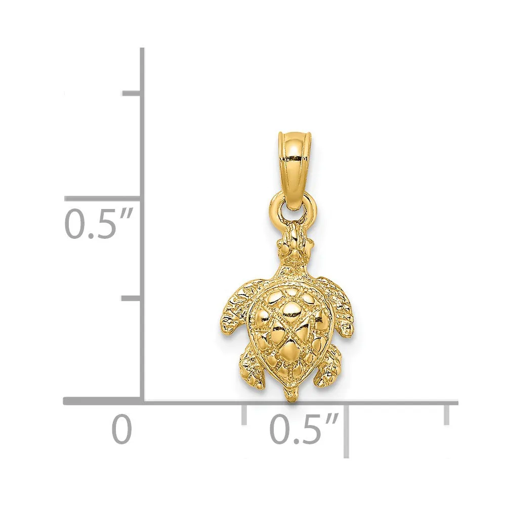 14K Textured Sea Turtle Charm