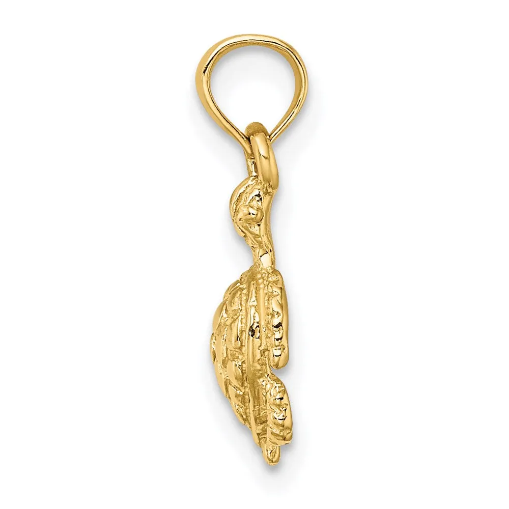 14K Textured Sea Turtle Charm