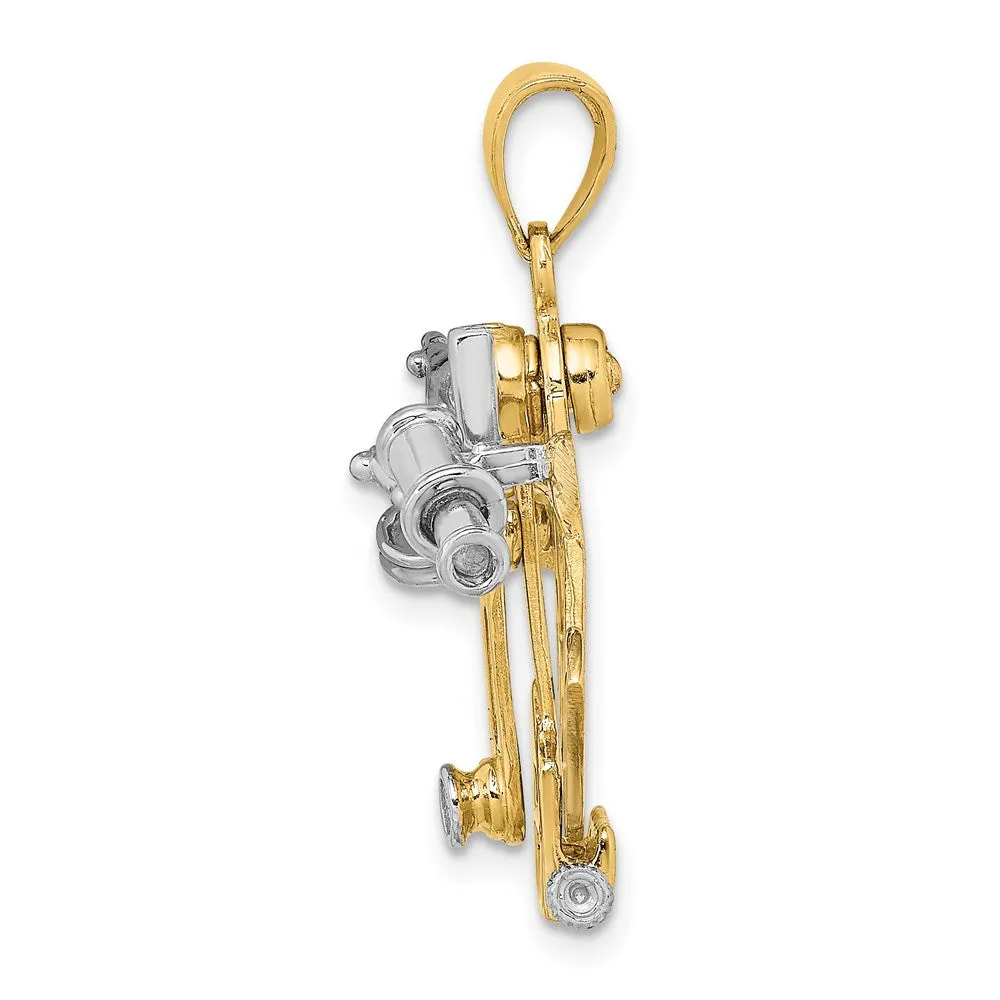 14k Two-tone 3-D Moveable Sextant Charm