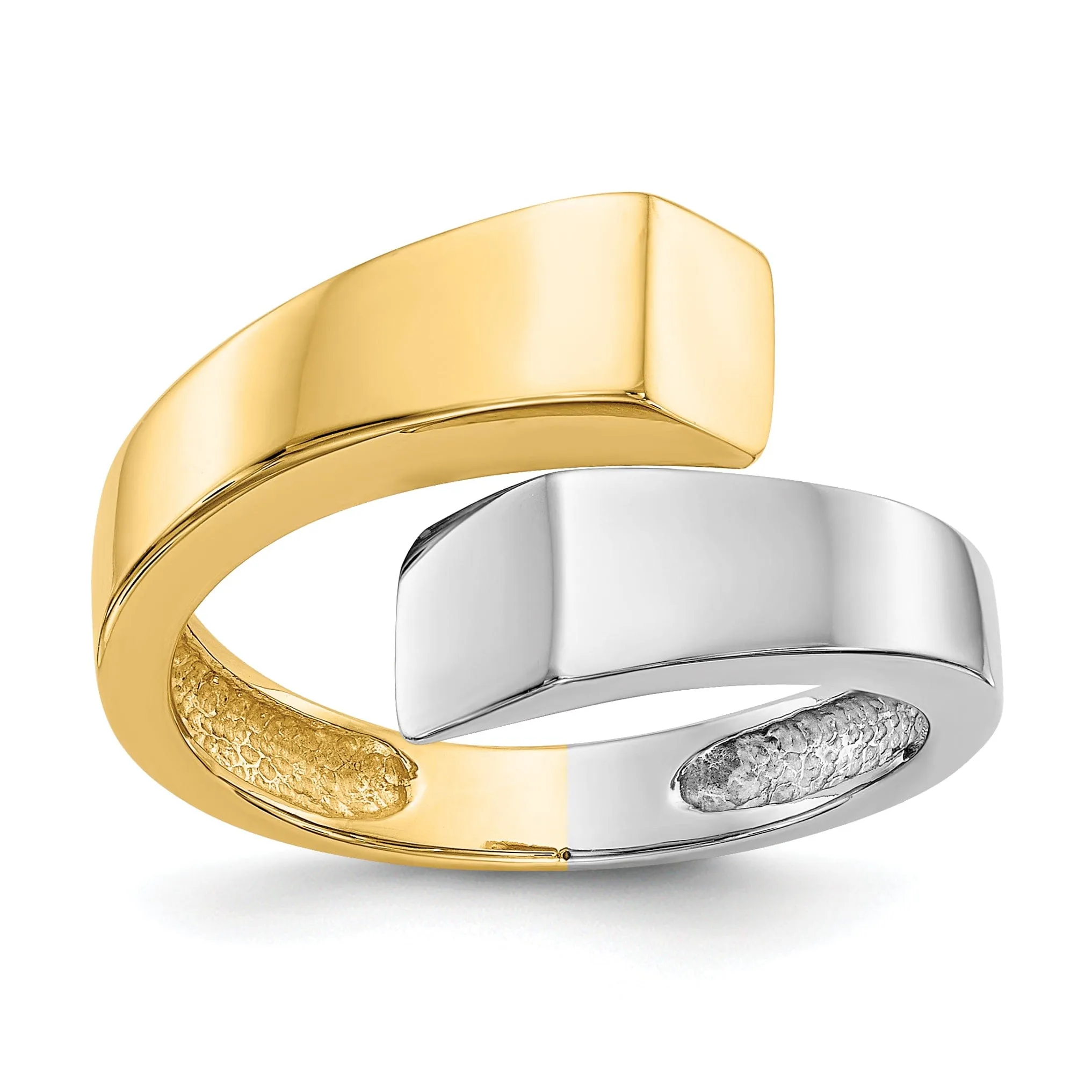 14k Two Tone Gold Square Overlapping Fancy Ring