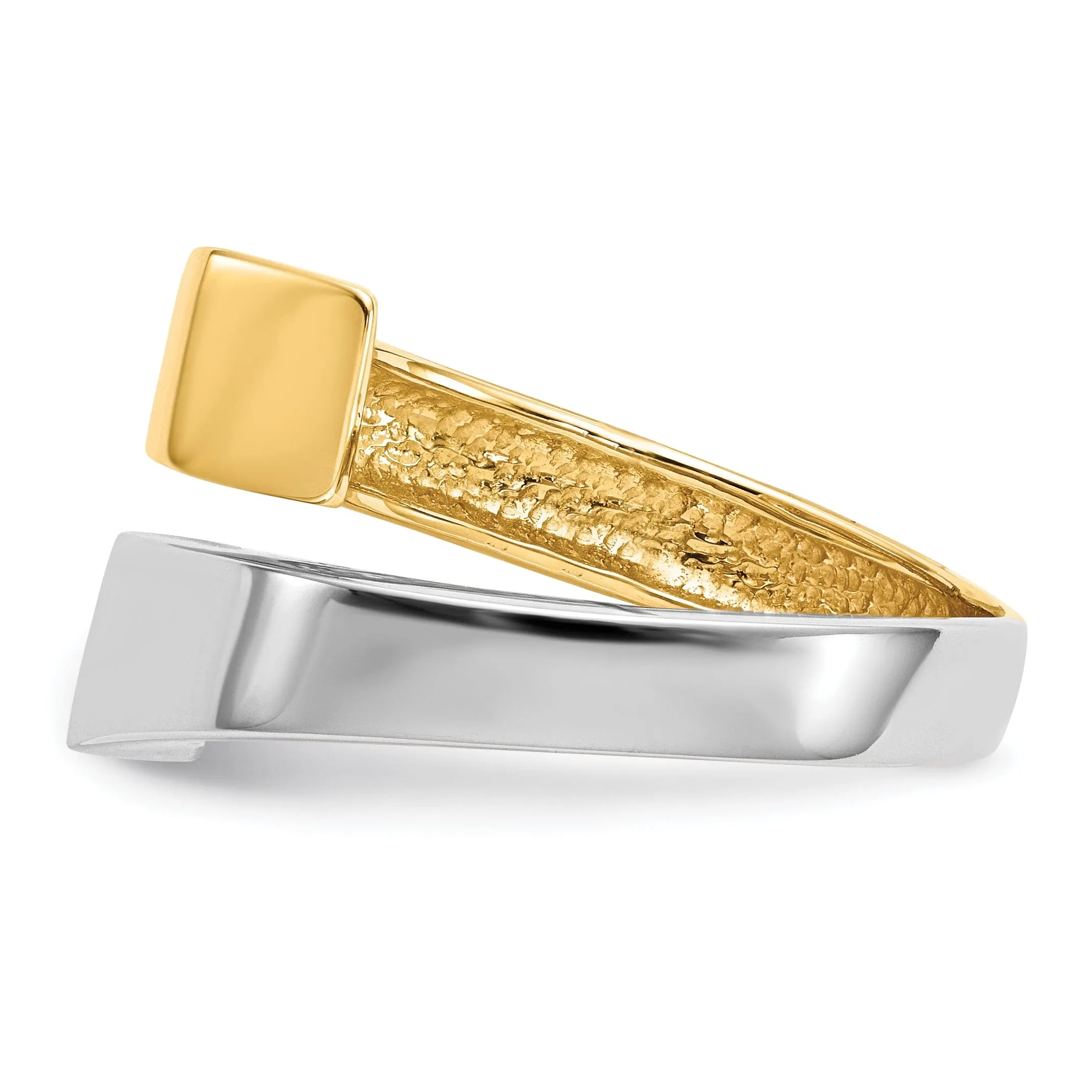 14k Two Tone Gold Square Overlapping Fancy Ring