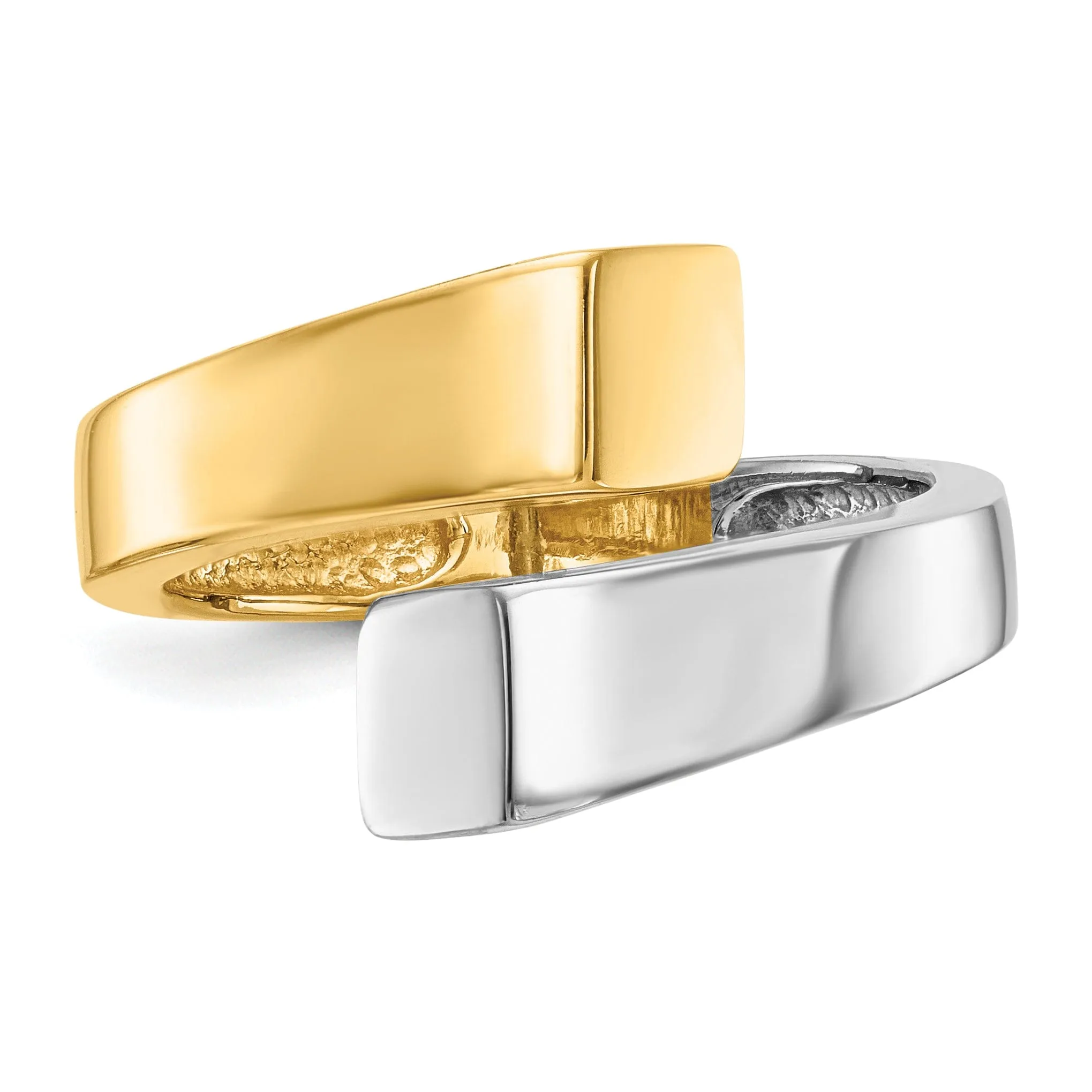 14k Two Tone Gold Square Overlapping Fancy Ring