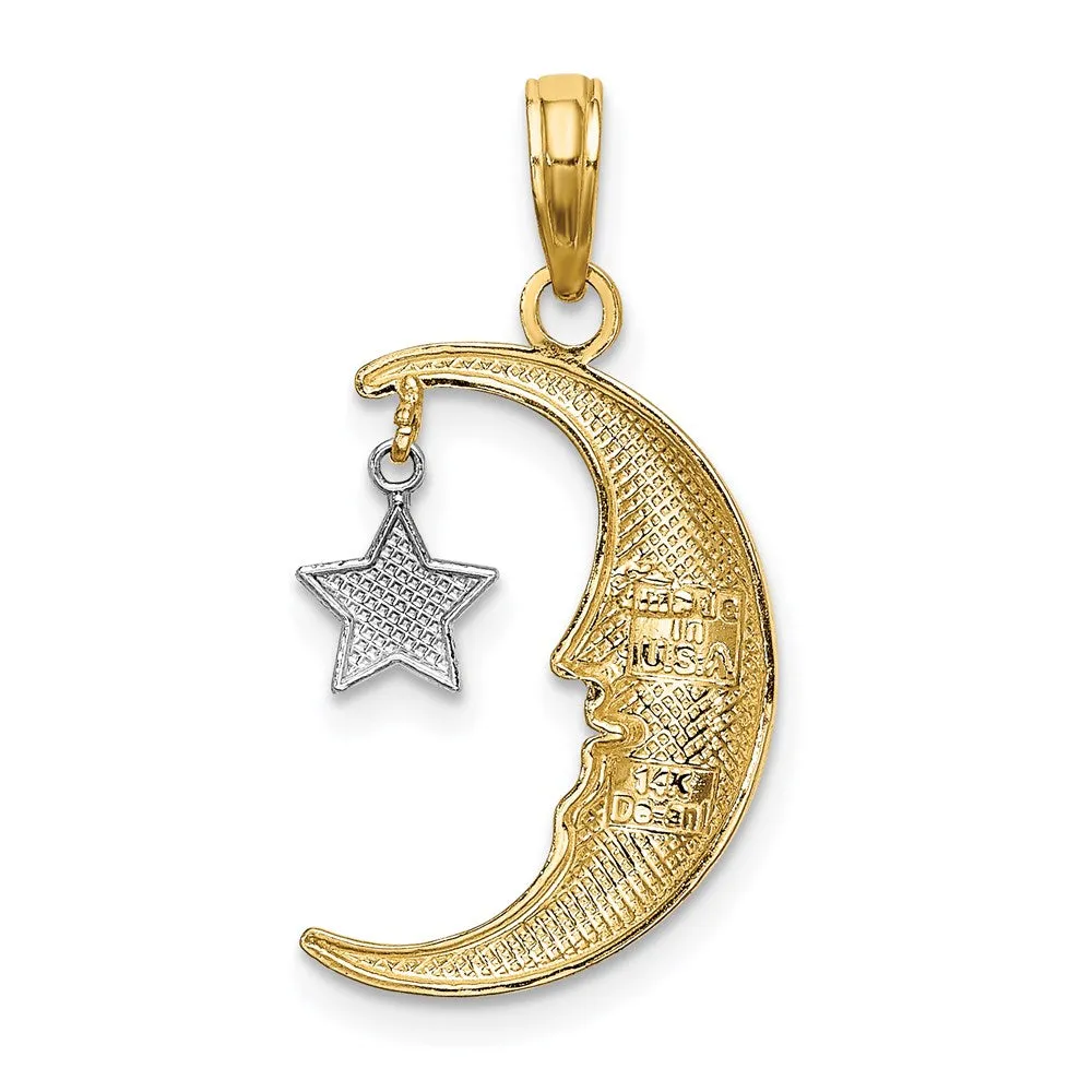 14k Two-Tone Half Moon w/Star Moveable Charm
