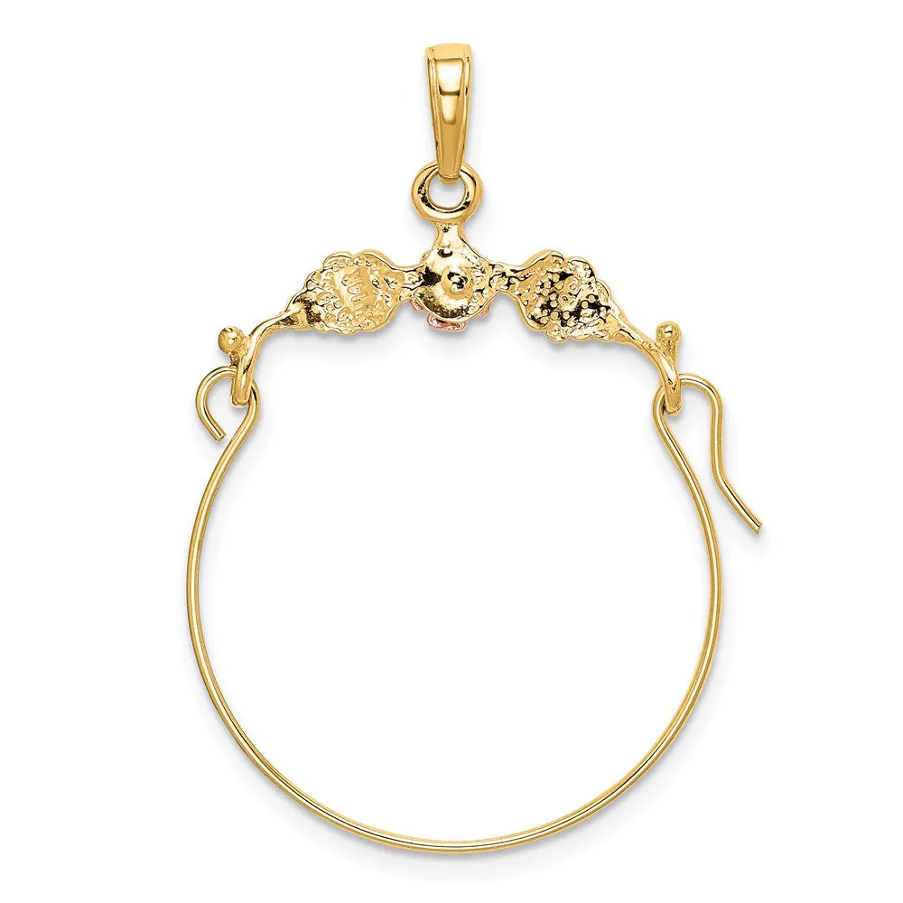 14k Two-tone Leaves w/Flower Charm Holder