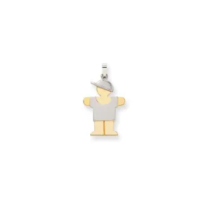 14k Two-tone Polished Large Boy With Hat Hugs Charm