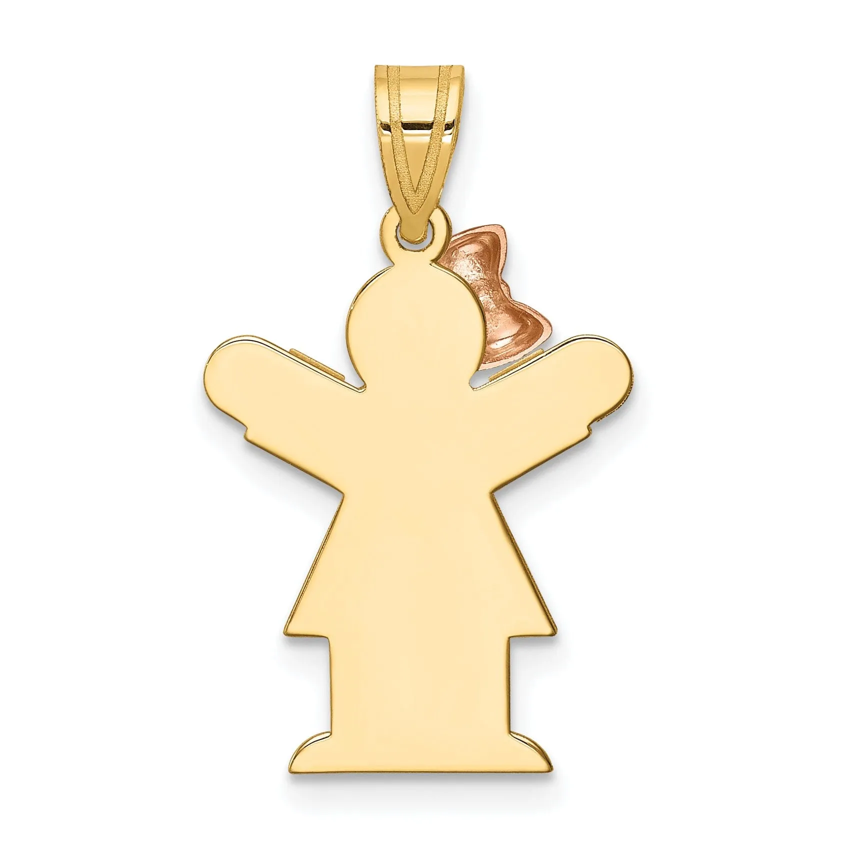 14k Two-tone Polished Small Girl Bow Love Charm