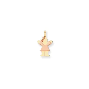 14k Two-tone Polished Small Girl Bow Love Charm