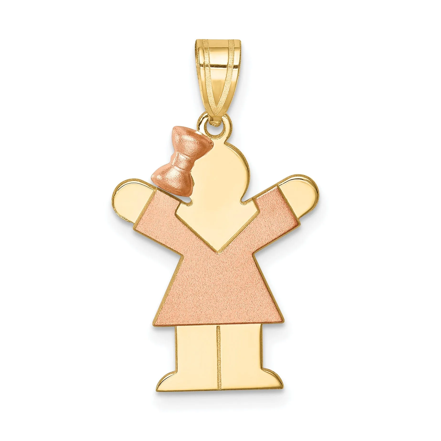 14k Two-tone Polished Small Girl Bow Love Charm
