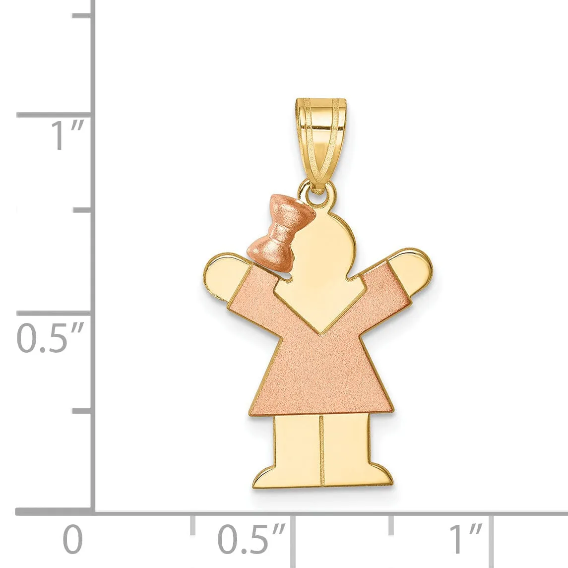 14k Two-tone Polished Small Girl Bow Love Charm