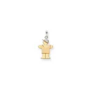 14k Two-tone Small Polished Hugs Boy With Hat Charm