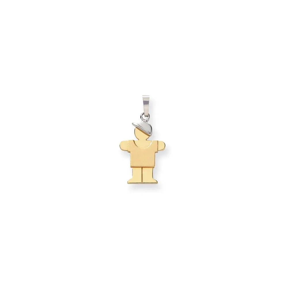 14k Two-tone Small Polished Hugs Boy With Hat Charm