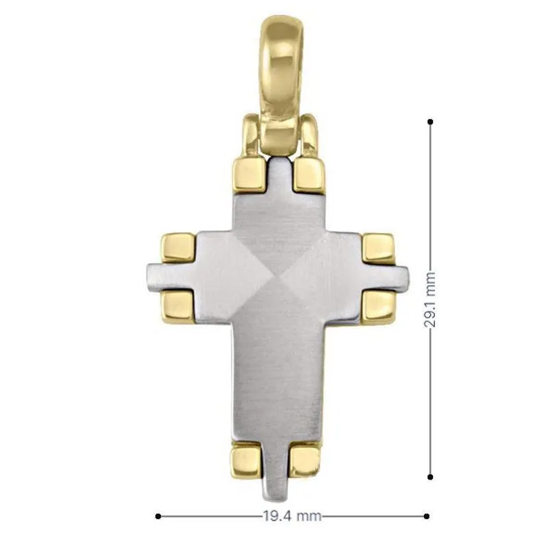 14k Yellow and White Gold Fancy Religious Italian Cross