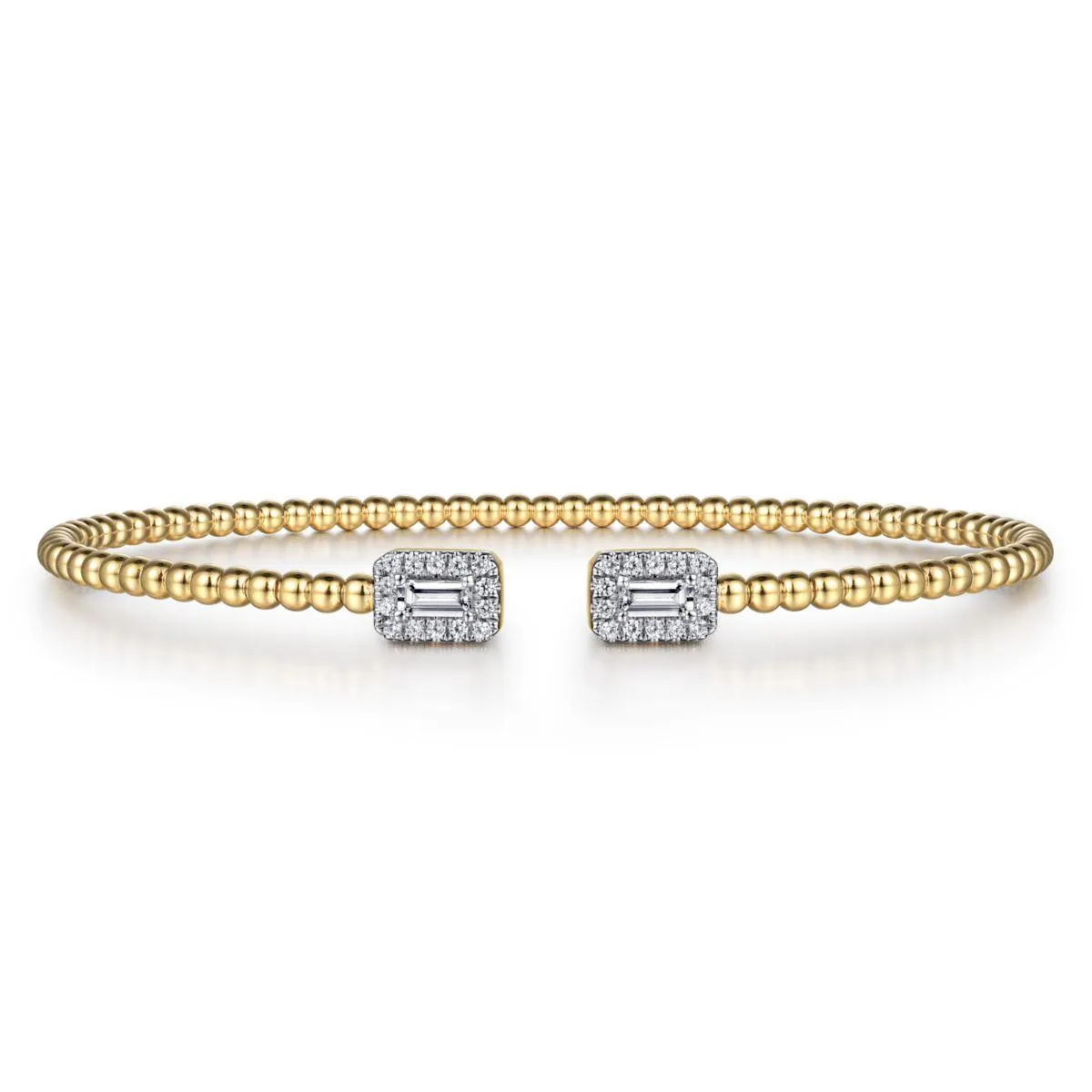 14K Yellow Gold Bujukan Open Cuff Bracelet with Diamond Bagu...