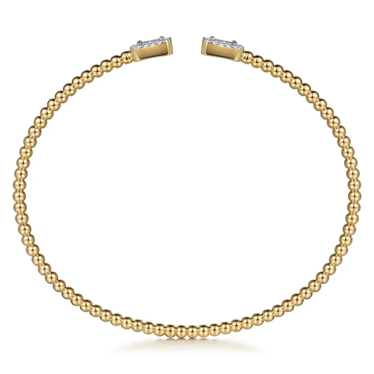 14K Yellow Gold Bujukan Open Cuff Bracelet with Diamond Bagu...