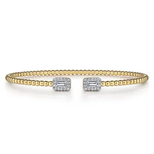 14K Yellow Gold Bujukan Open Cuff Bracelet with Diamond Bagu...