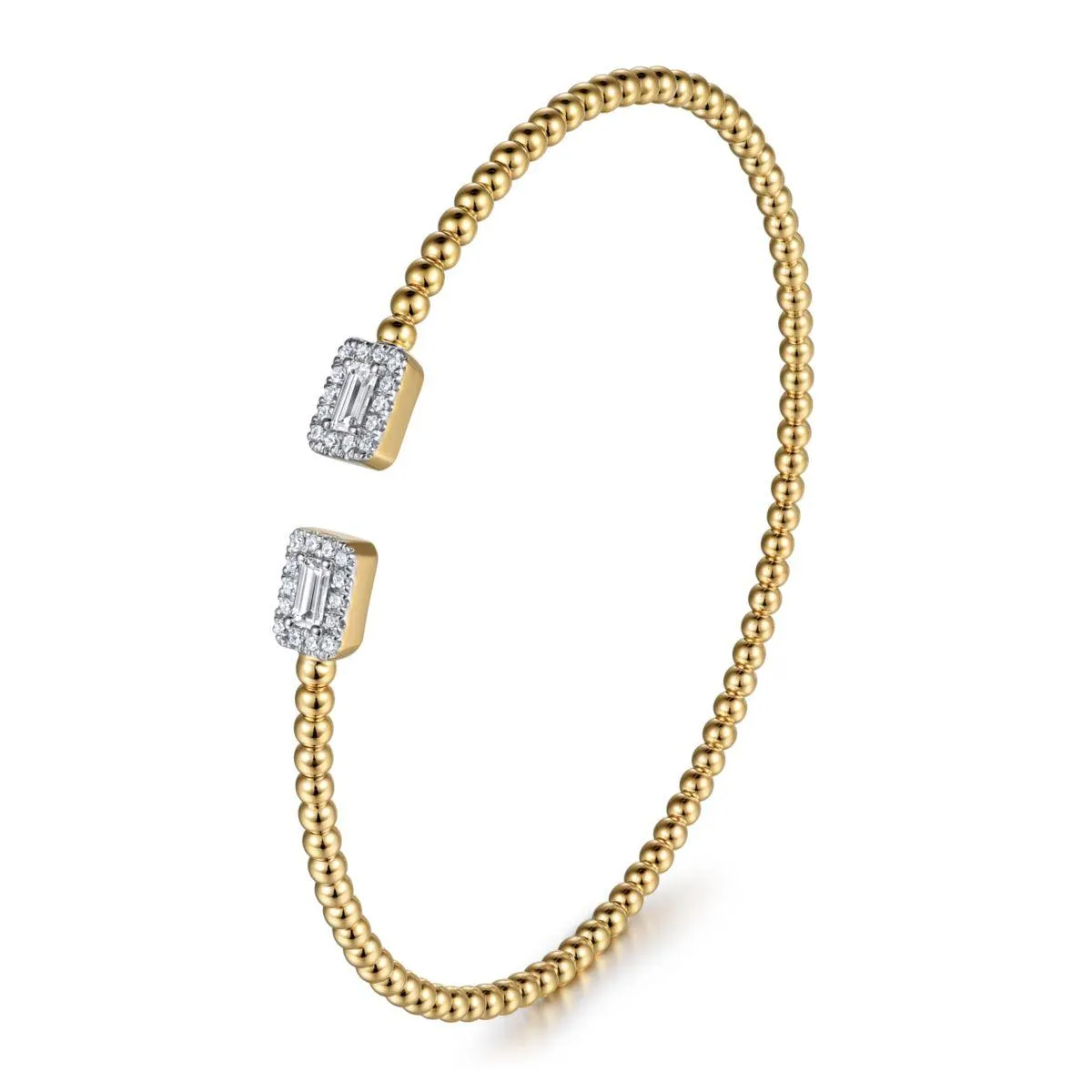 14K Yellow Gold Bujukan Open Cuff Bracelet with Diamond Bagu...