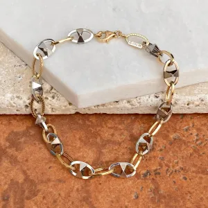 14KT White Gold   Yellow Gold Oval Link Bracelet