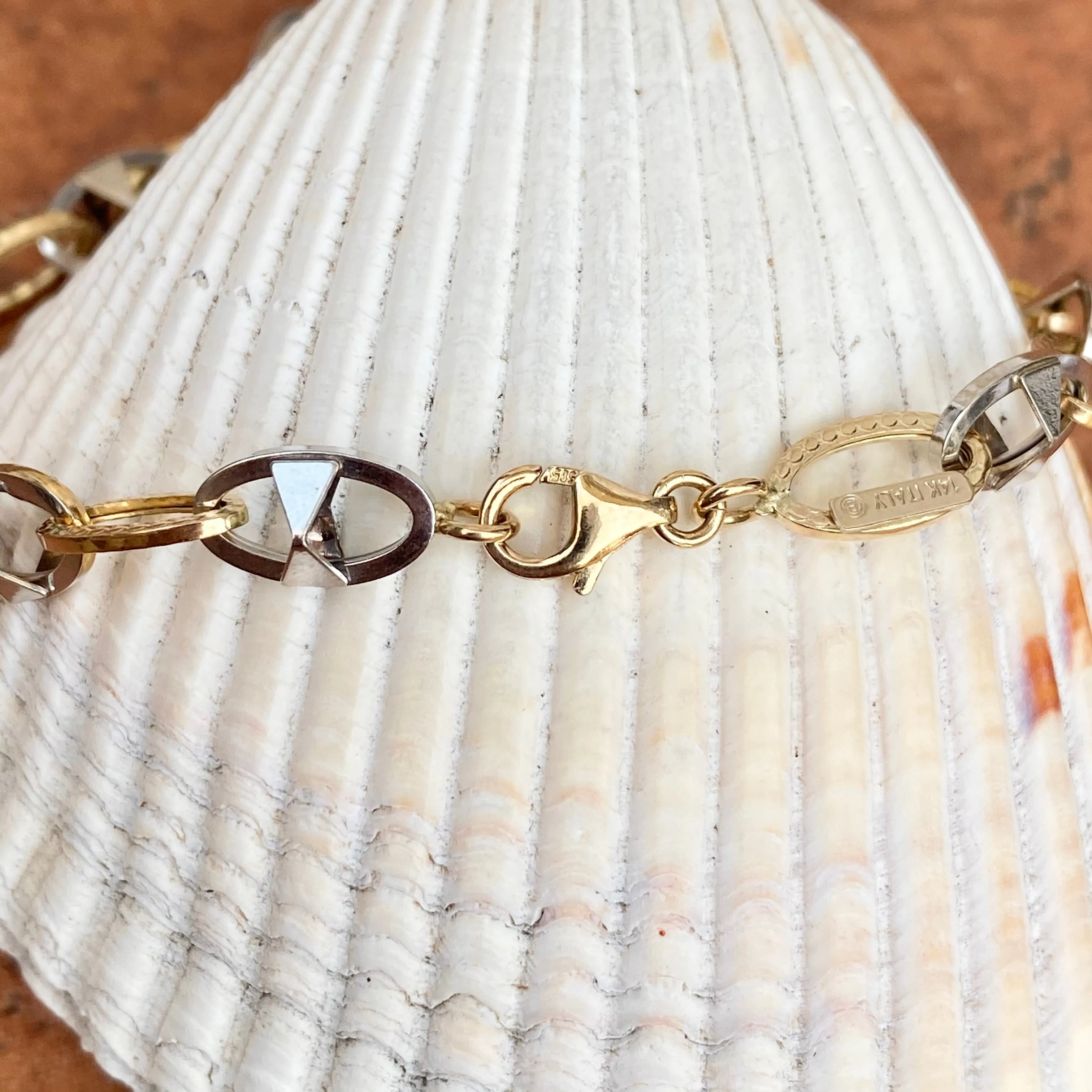 14KT White Gold   Yellow Gold Oval Link Bracelet