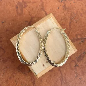 14KT Yellow Gold Oval Twisted Hoop Earrings 37mm