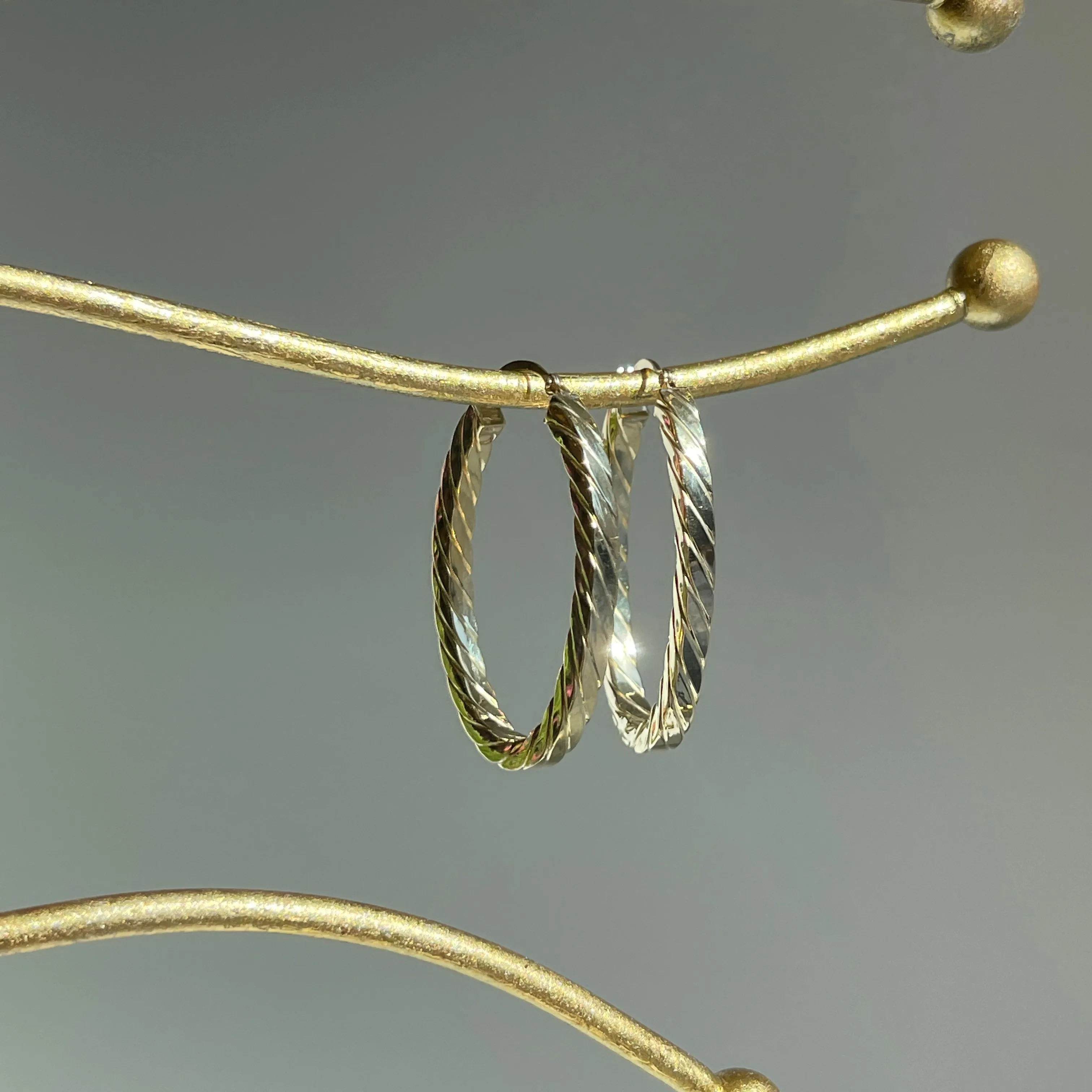 14KT Yellow Gold Oval Twisted Hoop Earrings 37mm