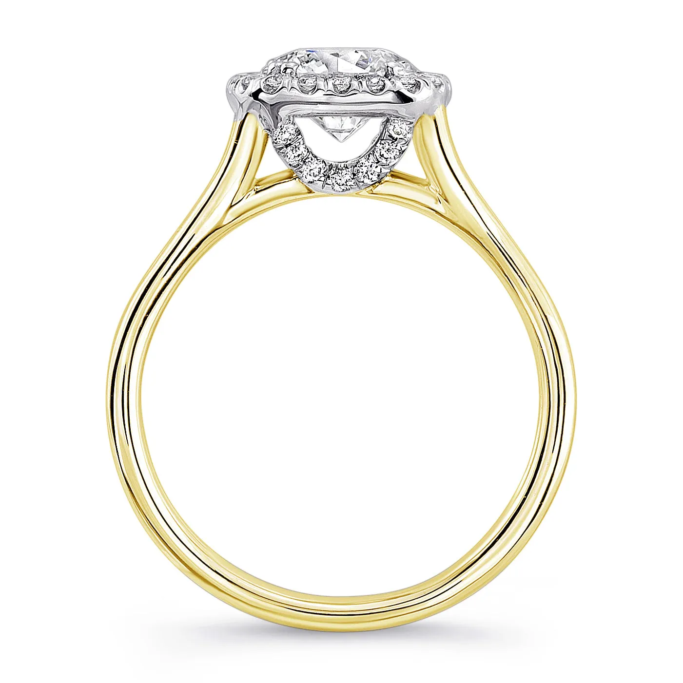 14KT Y/W Gold Cushion Halo Engagement Ring with 0.17ctw diam...