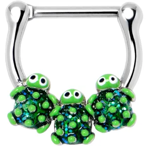 16 Gauge 5/16 Textured Turtle Trio Cartilage Clicker