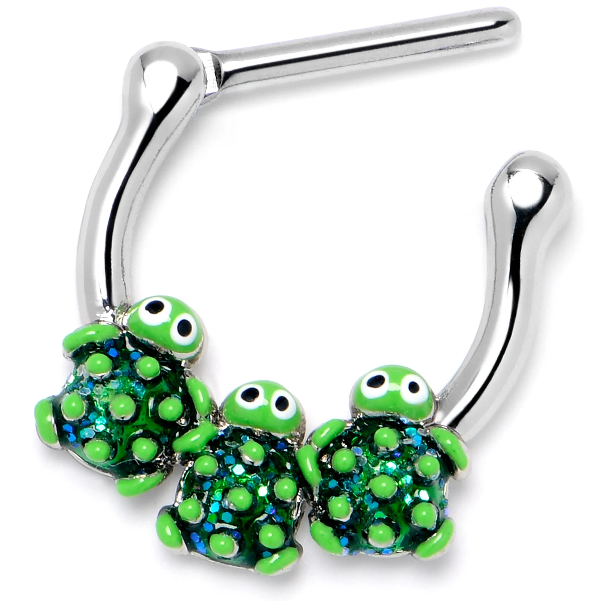 16 Gauge 5/16 Textured Turtle Trio Cartilage Clicker