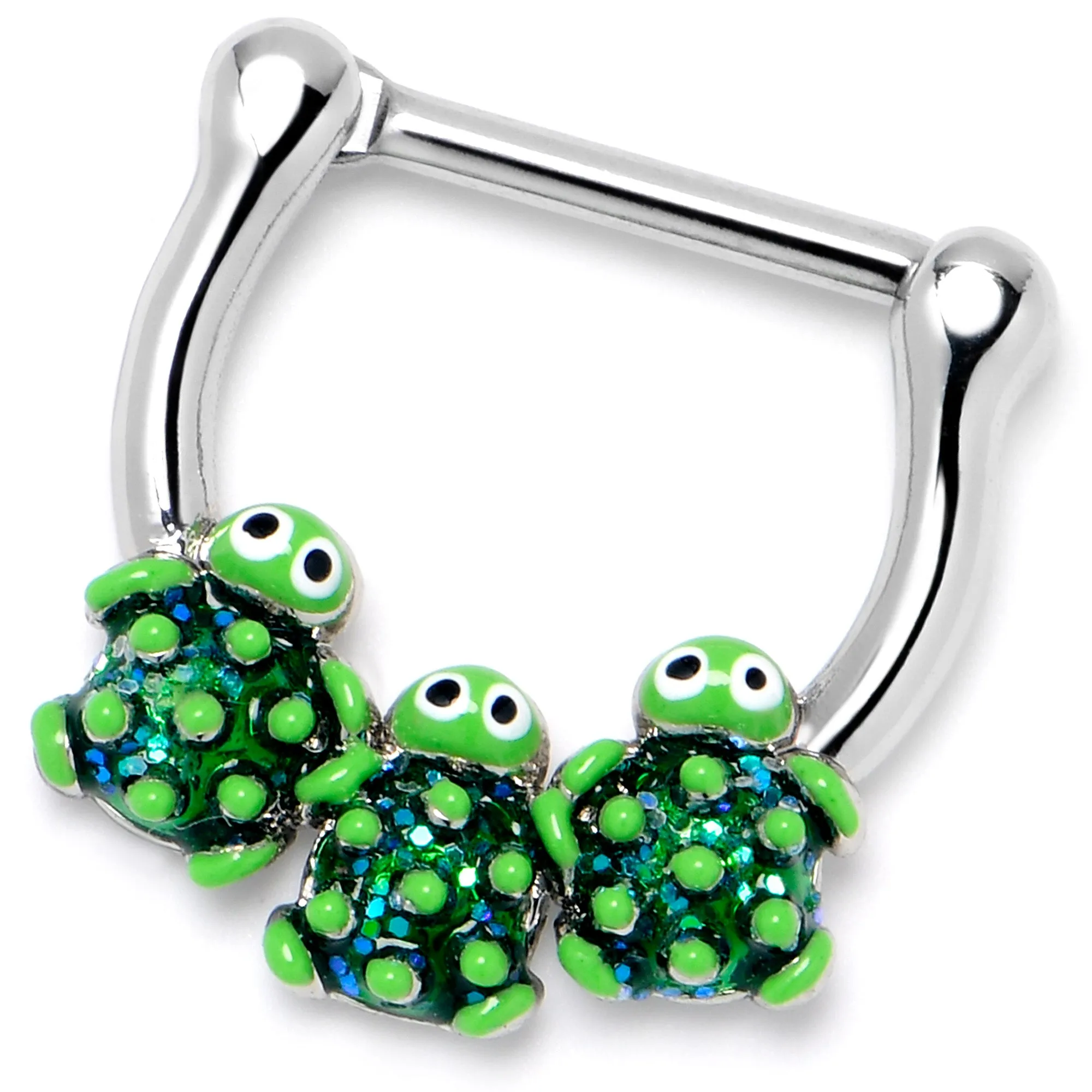 16 Gauge 5/16 Textured Turtle Trio Cartilage Clicker