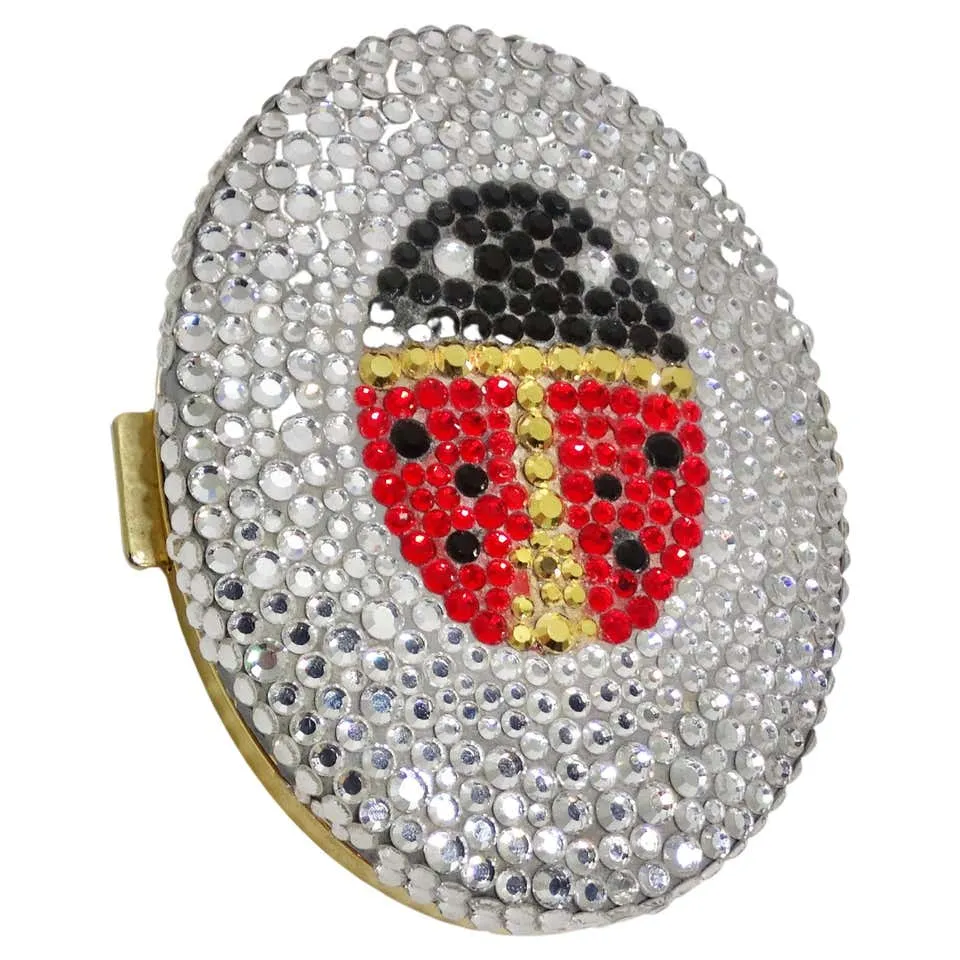 1970s Crystal Lady Bug Compact Mirror