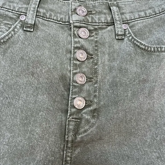 $208 NWT 7 For All Mankind Button Fly 26 Jean Distressed Green High Rise
