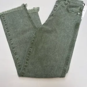 $208 NWT 7 For All Mankind Button Fly 26 Jean Distressed Green High Rise