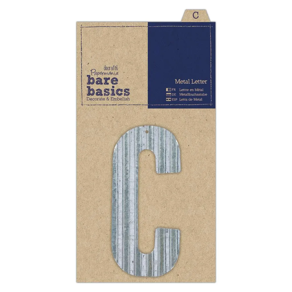 26 x Papermania Bare Basics Metal Alphabet Letters ( A - Z ) Silver Decoration Scrapbook Crafts