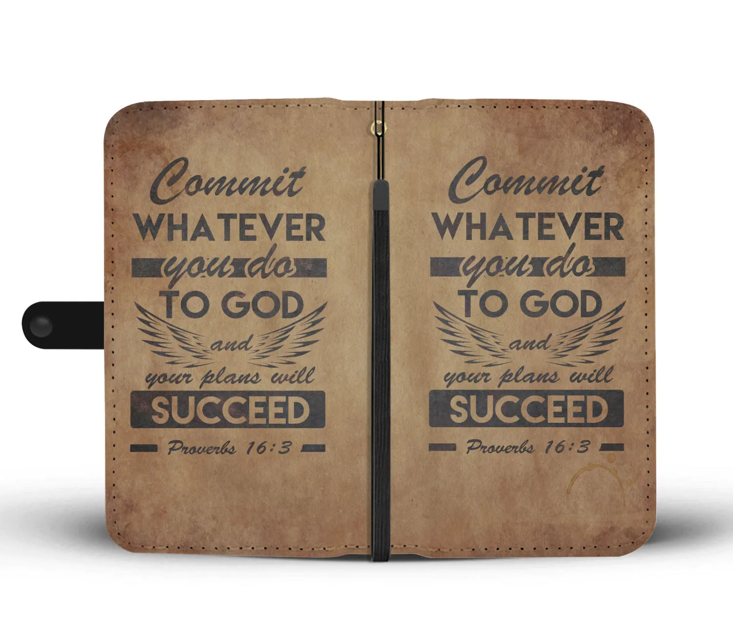 2in1 Wallet and Cell Phone Case - Brown Kosher Design
