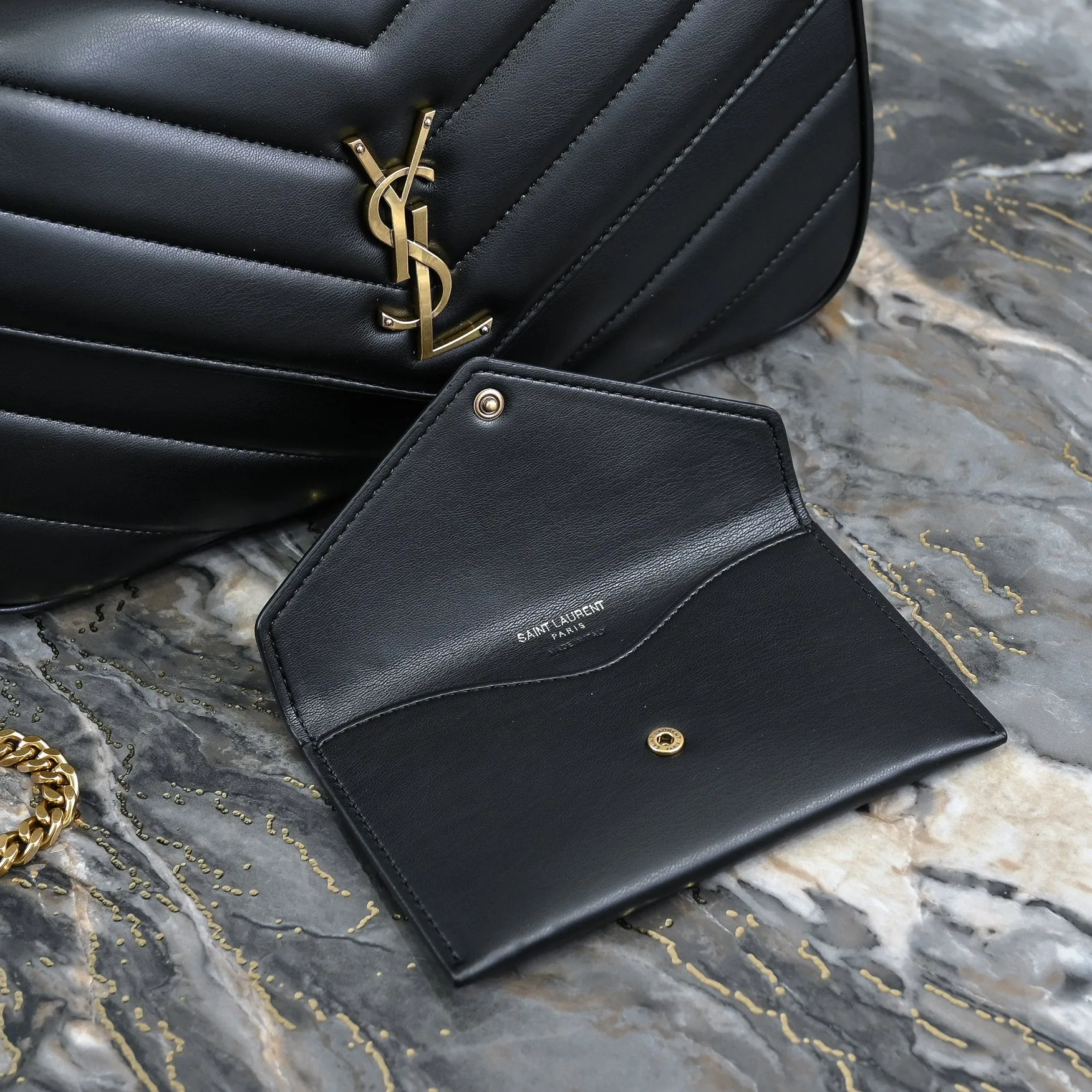 3 Size - Elegant Black Herringbone Shoulder Bag