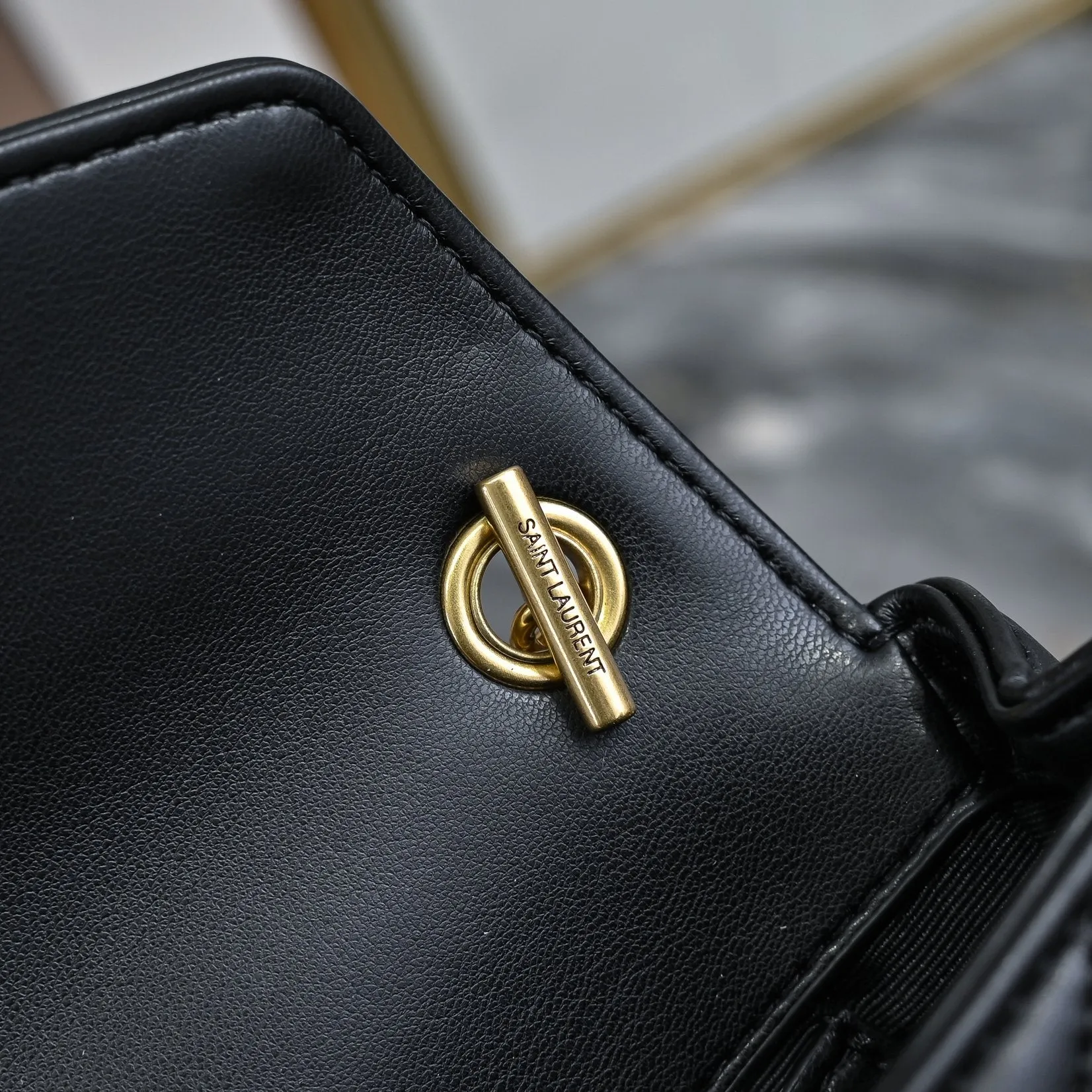 3 Size - Elegant Black Herringbone Shoulder Bag